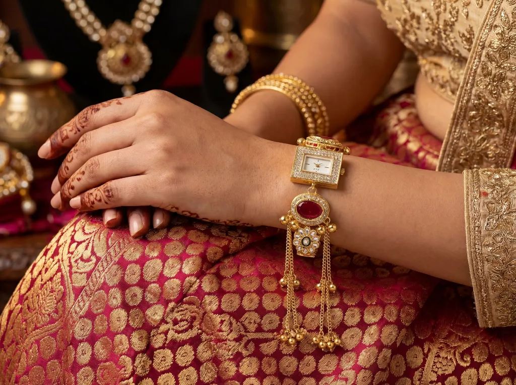 create an image of a girl wearing this watch-1.webp
