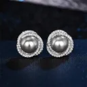 Elegant Silver Plated Pearl Stud Earrings for Women Bridal Jewelry with Cubic Zirconia Imitation Pearl Earrings for Weddings Parties & Daily Wear