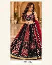 Premium Black & Maroon Ajrakh-Inspired Mirror Work Garba Lehenga Set