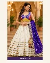 Premium White & Purple Mirror Work Garba Lehenga Set