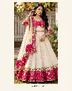 Premium Ivory & Rani Pink Elephant Motif Mirror Work Garba Lehenga Set