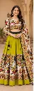 Yellow Folk Art Printed Lehenga Set with Ivory Printed Blouse & Matching Dupatta
