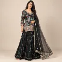 Gulbahar — Black Floral-Embroidered Kurti Lehenga Set